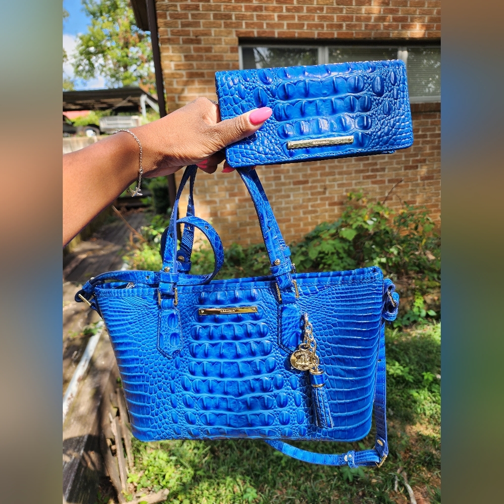 *****SOLD****Brahmin Mini Asher satchel with matching wallet, Cobalt blue